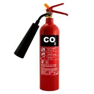 Fire Extinguishers -Carbon Dioxide Red body with black label Best on Class B and C fires but safe to use on