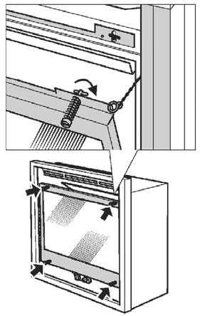 Appliance Preparation Window Removal See fi gure 12. 1. Turn the top two spring-loaded window bolts through 90 to release the window from the fi rebox. 2.