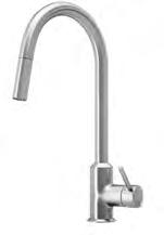 High spout which is practical when washing up big pots and pans. Pulls out to facilitate rinsing of dishes.