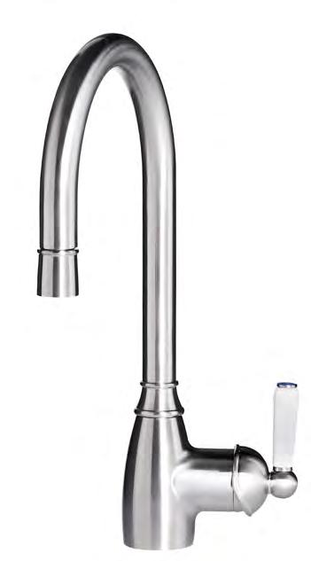 The spout can be pulled out approximately 20cm. Clear lacquered, brushed nickel-plated brass. Swivel spout 160. H40cm.