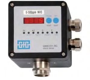 Integrated relays can activate external alarm devices, or switch off production lines, for example. An electro-chemical sensor with a large temperate range is used, even at -30C.