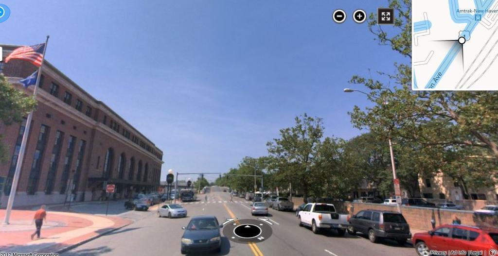 Union Station, New Haven, CT Wide street difficult to cross Wall and parking unattractive