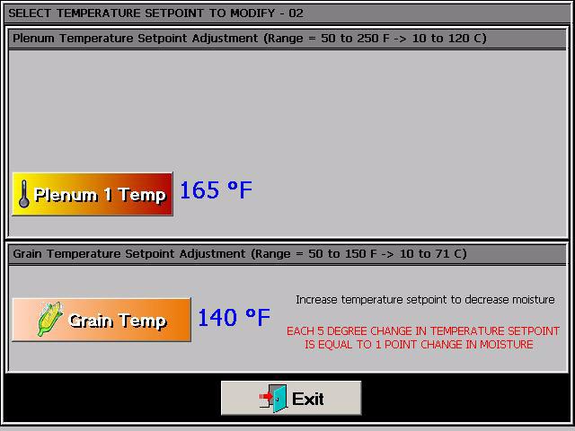A new screen will appear called the Select Temperature Setpoint to