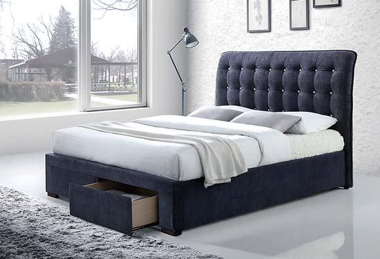 Lucca Bed Stylish fully upholstered bed in a choice of mid grey or light grey linen fabric, includes
