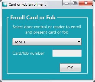 Enrol Card or Fob Enrol A Card / Fob Enrol Card / Fob To Learn a card or fob From this drop-down menu, select the door control that you want to present the card/fob to for reading.
