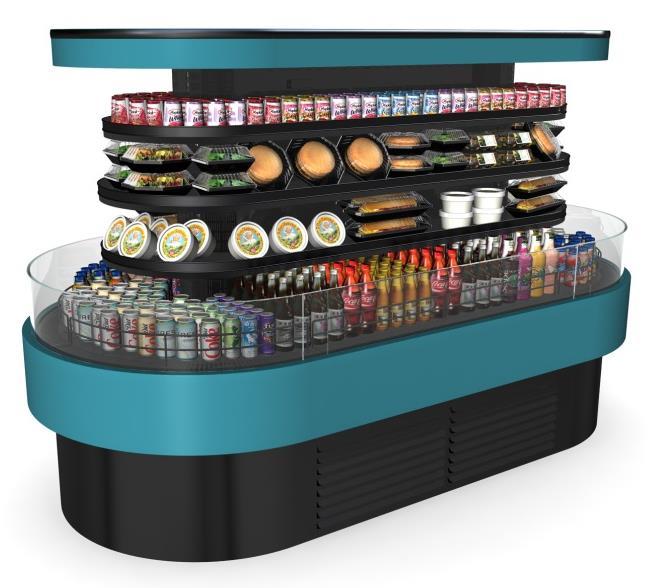 LED top & nose lights Option with one or two shelving ends Oasis FSI656R Model Refrigerated Self-Service Island 80 3/4 L x 48 D x