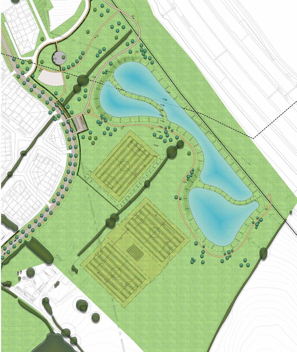 Landscaping and open spaces Our proposals are landscape-focused and seek to retain existing hedgerows, trees and field boundaries where possible.