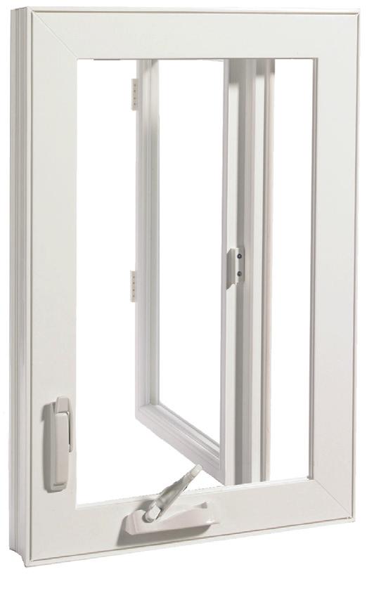 Casement Windows Casement windows are attached to the frame by a hinge at the side. The crank handle allows it to pivot out for easy cleaning.