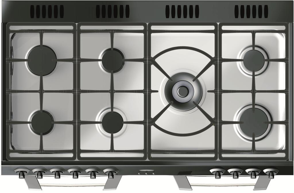 A = Programmeable oven (see timer section) Small burner Medium burner Small burner Wok burner Large burner Medium