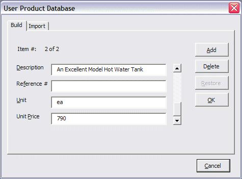 www.heat.com You can build up your own product database in Design Suite so that you can include your materials in every price quote generated by the application.