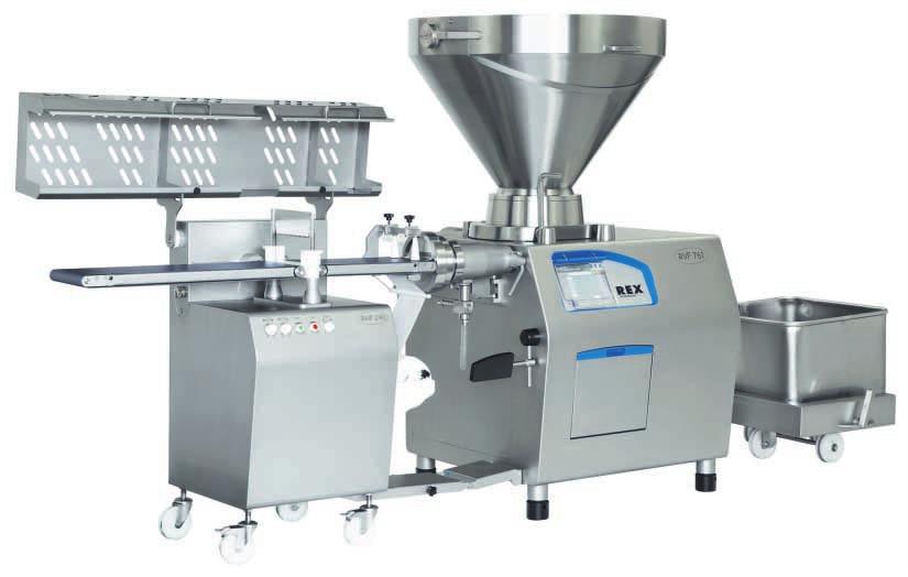 Meat grinding technology for economical production The ground meat portioning line developed by REX has been adapted to the industrial product profiles and their