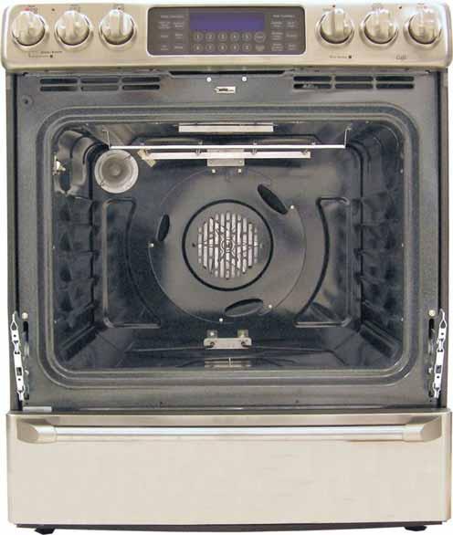 Component Locator Views Front View (Shown with Oven Door Removed) Control Panel Broil Element Meat Probe Outlet Oven Temperature Sensor Convection Fan Bake Element