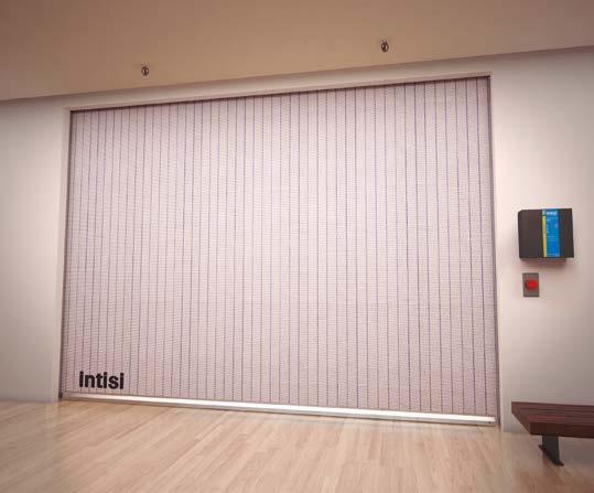 meters width. The roller is fixed in one side. Width (A) Height (H) Width (A) Wide Intisi 7 EI120 active fire curtains from 6 meters to 15 meters width. The roller floats on a double roller system.