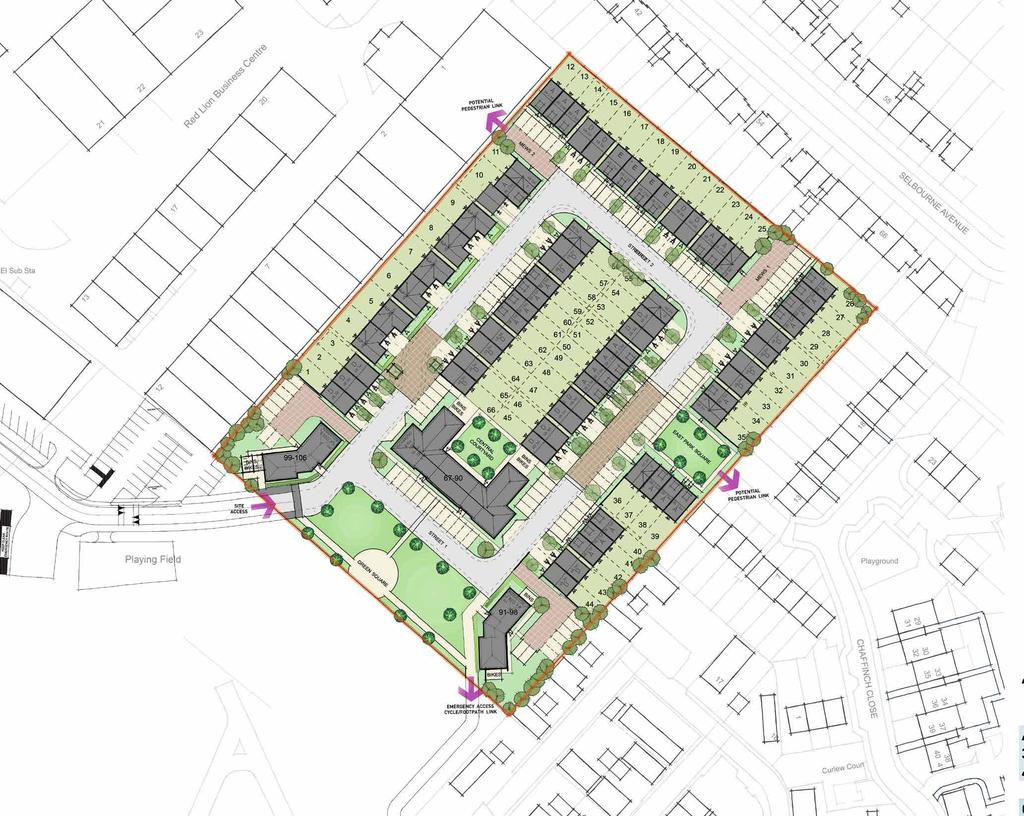 Development proposal Our proposed layout for the land adjacent to Tolworth Girls School & Sixth Form The image below shows an initial layout plan for our proposed development.