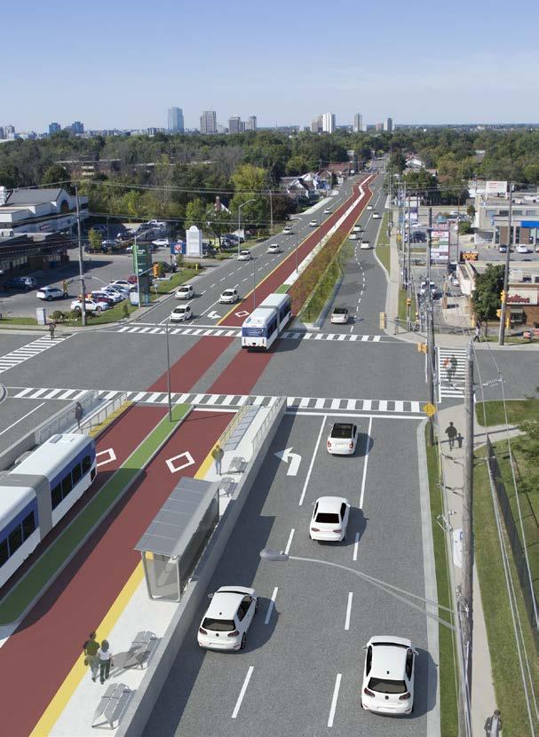 Corridor Design Dedicated lanes to: Ensure reliable service Avoid delays to auto traffic caused by bus boardings/alightings Flexibility to accommodate and