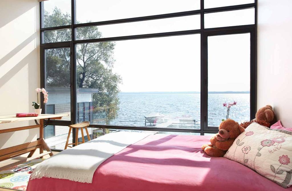 Cameron s 10-year-old daughter ensures that her teddy bears have a prime place basking in the sun while they enjoy the expansive lake view from her bedroom.