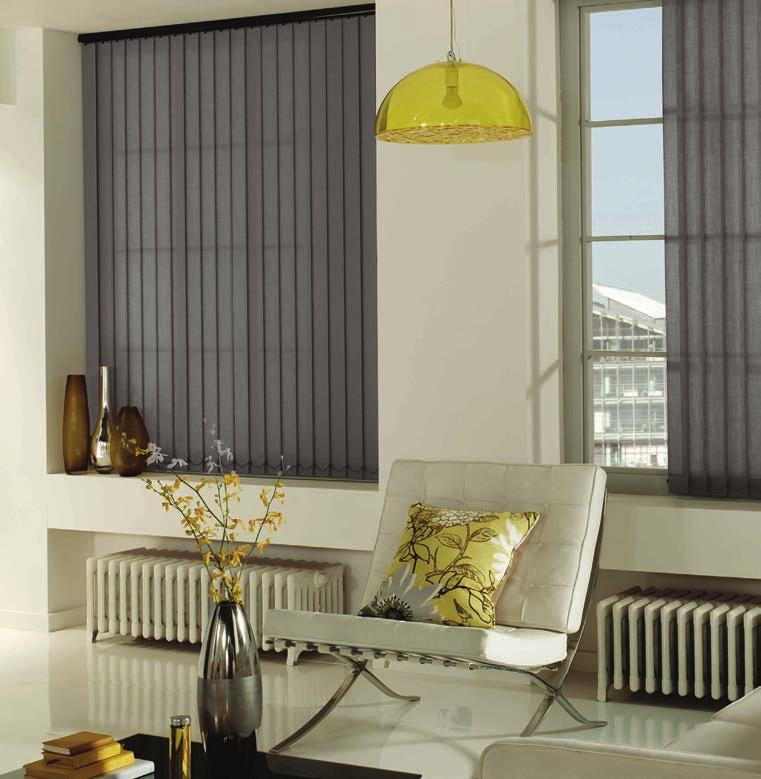 Vertical Blinds n Vertical blinds are available on either the Impala or Vogue head rail systems. n All blinds are supplied with equally spaced 89mm or 127mm louvres.
