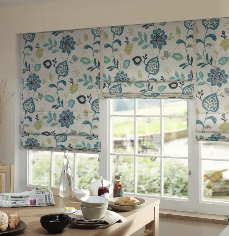 Roman Blinds n A luxurious and high quality roman blind supplied on a robust yet sleek head rail with side chain operation. n Blinds are supplied with bonded blackout lining as standard.