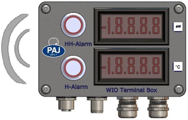 Technical Data Terminal Box Alarm Buzzer Output Analogue output Digital output Input Supply nominal voltage 24V DC ± 10% Max. residual voltage ripple 10% Maximum Load current Max.