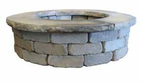The Belvedere Fire Pit blends seamlessly with the entire collection of attractive Rosetta paver and wall lines.