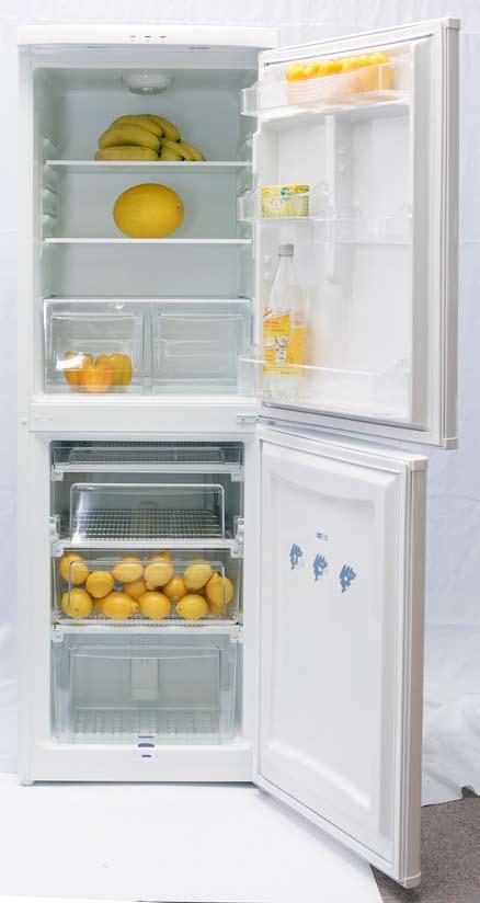 10 Refrigeration Refrigeration 11 F2652 LSK F197/S Snowdonia Freestanding 54cm Fridge Freezer Glass Shelves Clear Salad