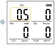 Changing sequence of Alarm Value is %LEL, %vol, Oxygen, Carbon Monoxide and Hydrogen Sulfide, and it returns to A1 Set Mode when the change of Alarm Value of each gas is completed.