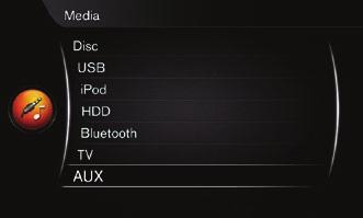 Kaip prijungti išorinį garso įrenginį? Prijunkite išorinį įrenginį prie AUX arba USB* įvadų, esančių centrinio valdymo pulto daiktų dėkle.