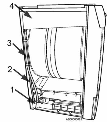 When the canister is full the overflow is collected in the canister support and ducted to the sump through the hose (3). 6.