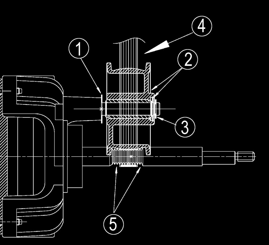 Replacing the belt tensioner roller / drive belt 1. Spacer 2.