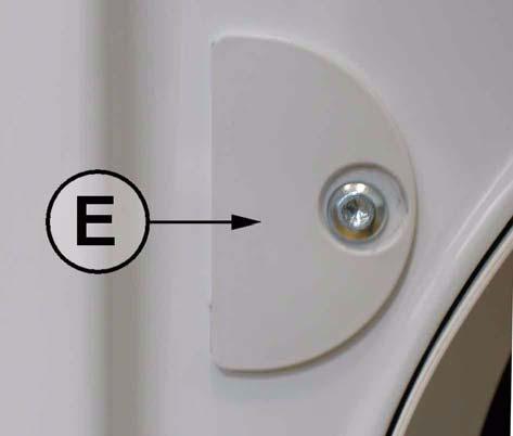 - Remove the door interlock catch (D) pushing it with a screwdriver and reuse it on the opposite side turned by 180 (upside-down).