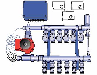 The manifold consists of a main pipe with connection possibilities for the pipes, which are led forward to the single components or installation object.