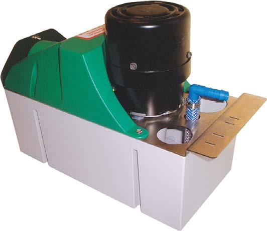 The internal pre-wired safety float is a low current switch to stop the drain down cycle in the event of pump failure. The pump is operated via two internal float switches.