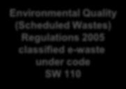 Regulations 2005 classified e-waste under code