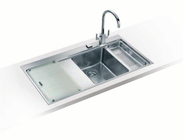 00 Ariane 600 Ariane ARX 654 Stainless Steel sink & Davos J Chrome tap Features recessed drainer with hygienic overflow.