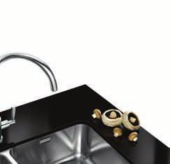 Largo 900 Largo LAX 120 45-30 Stainless Steel sink & Olympus Chrome tap Visual shows flush fit installation.