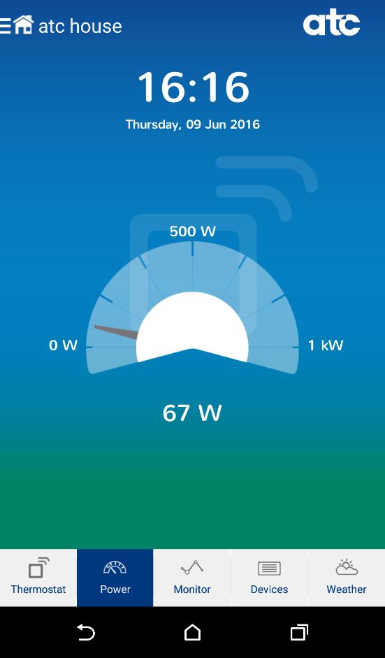 Power: The Power tab displays how much electricity