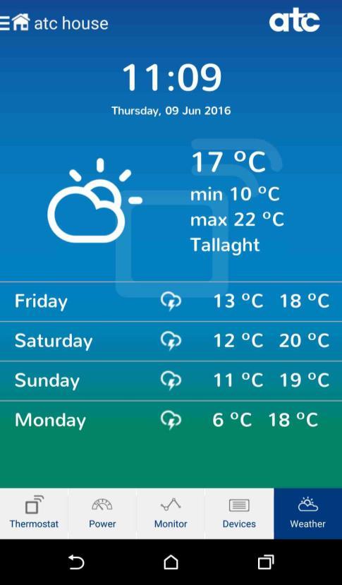 Weather: The weather tab gives you your current