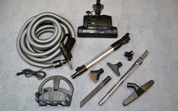 set, telescopic wand, 12 floor brush, hose hanger, and tool bag.