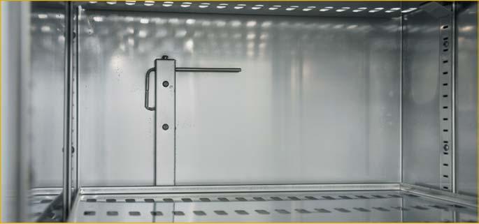 Stainless steel interior Stainless steel interior and perforated shelves are standard equipment of N 25, 200, 300.