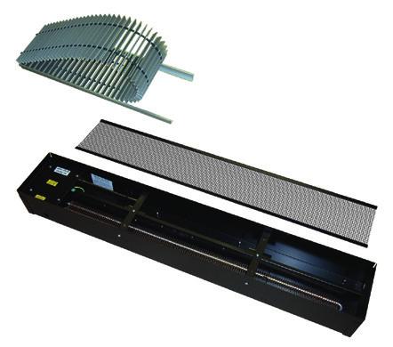 electric trench heating is an ideal solution. The 550w rated heating element is supplied in a 1200mm long x 205mm wide module.