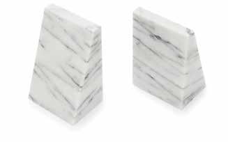 ACCESSORIES PRESENTATION TRIANGULAR WHITE MARBLE BOOKENDS 48751 Set of 2 0-30734-48751-8