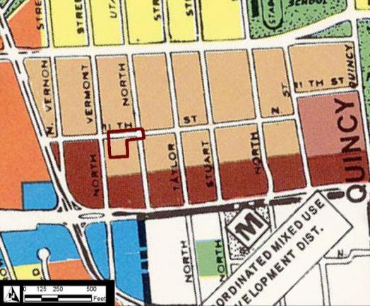 In 1979, the GLUP map (Map 5) still showed the site as Low Medium Residential (16-30 units/acre), except the frontage along Fairfax Drive and Glebe Road was designated as High-Medium Residential