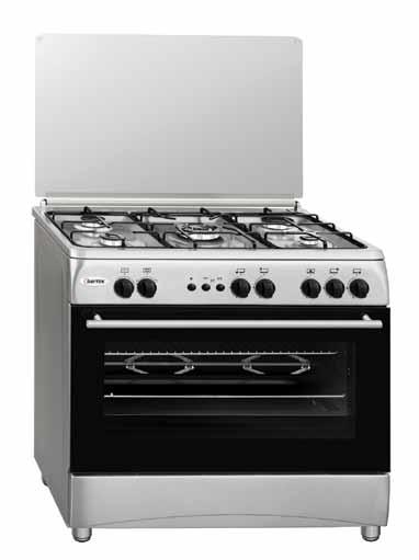 6060S 90x60 Gas cooker 5 Gas burner Gas oven with grill Glass top lid Oven lamp Auto ignition Full