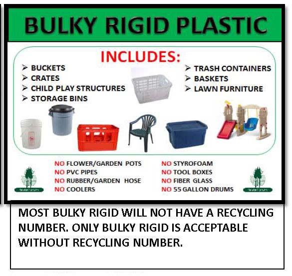 33 PLASTICS [Rigid Plastic] Staff members collect rigid plastics at the warehouse & deliver to Far West Fibers. Individual Action: Keep separate.