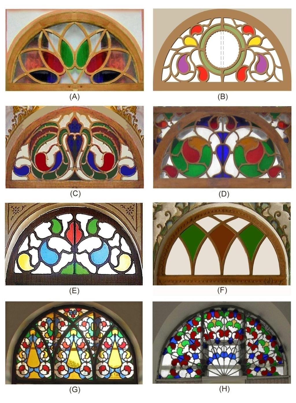Picture ( ) Details of Persian window or Orosi and details of Eslimi pattern Picture ( ) Verity types of