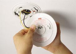 drawings provided, using MC 14-2 and 14-3 AWG, install two interconnected smoke alarms, use a