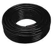 Black reinforced PVC hose has no light penetration, preventing build up of mould growth.