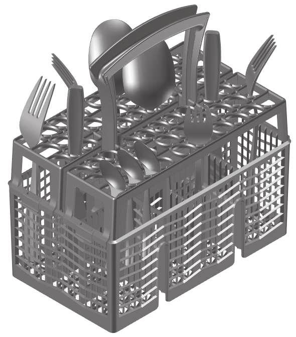 4 Operation Cutlery basket To avoid injury, place knives and cutlery with sharp edges or points into the cutlery basket in such a way that they do not stick out (points facing downwards).