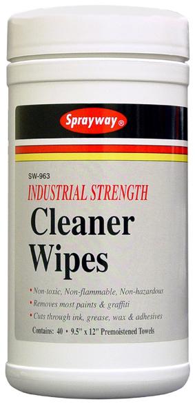 UPC #0 41911 00064 2 UPC #0 41911 00063 5 Degreasers SW963 Industrial Strength Cleaner Wipes Powerful cleaning formula removes most paints, including enamel.