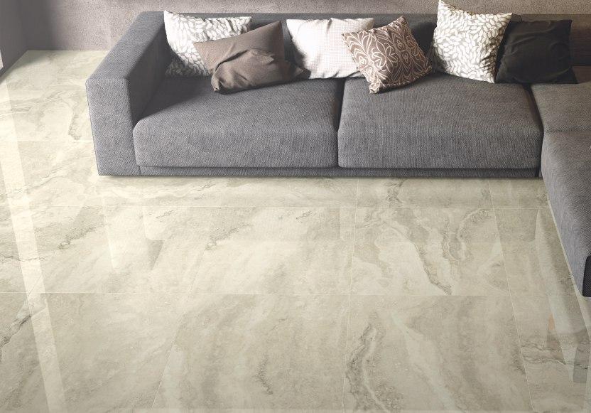 The differentiated cut of the marble produces effects of movement and depth that enrich the piece.